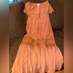 Strapless Maxi Dress with Lace Details